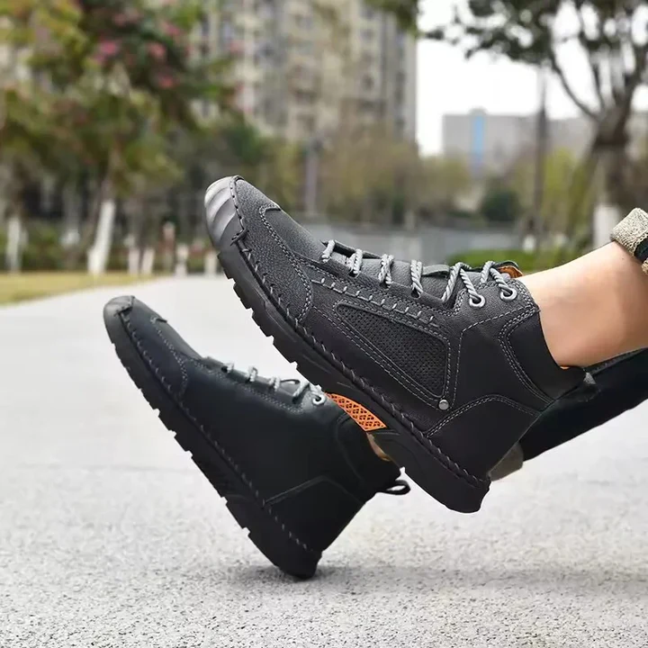 🔥Last Sale🔥Men's Comfortable Handmade Leather Boots – Waterproof, Arch Support, Pressure Relief, Spacious Toe Box Outdoor Leather Shoes