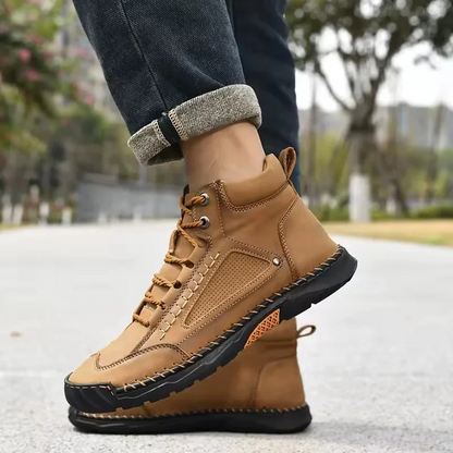 🔥Last Sale🔥Men's Comfortable Handmade Leather Boots – Waterproof, Arch Support, Pressure Relief, Spacious Toe Box Outdoor Leather Shoes
