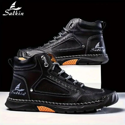 🔥Last Sale🔥Men's Comfortable Handmade Leather Boots – Waterproof, Arch Support, Pressure Relief, Spacious Toe Box Outdoor Leather Shoes