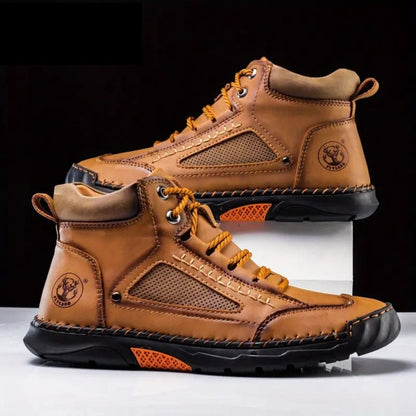 🔥Last Sale🔥Men's Comfortable Handmade Leather Boots – Waterproof, Arch Support, Pressure Relief, Spacious Toe Box Outdoor Leather Shoes