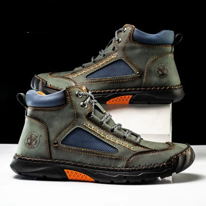 🔥Last Sale🔥Men's Comfortable Handmade Leather Boots – Waterproof, Arch Support, Pressure Relief, Spacious Toe Box Outdoor Leather Shoes